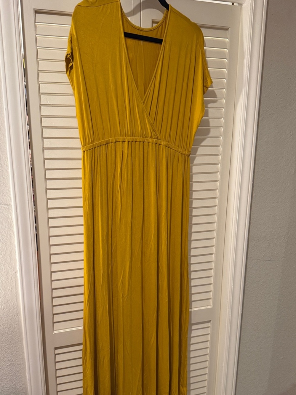 Amazon Essentials Mustard V-Neck Maxi Dress